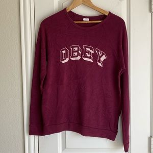 Obey Lightweight Burgundy Crewneck